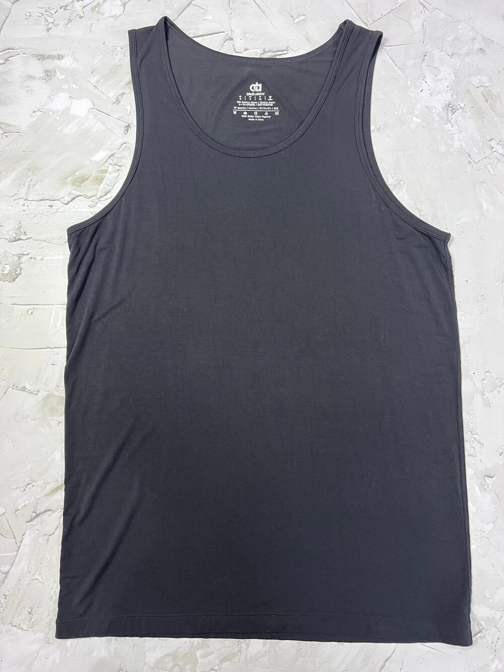 David Archy Bamboo Rayon Soft Stretch Tank Top SIZE S Black Lounge Undershirt